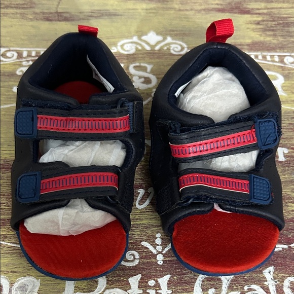 NEW CARTER’S Baby boys Sz4 Navy and Red Sandals - Picture 1 of 4